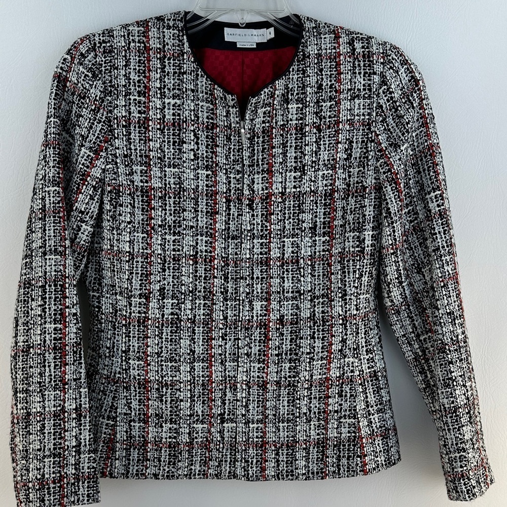 Garfield & Marks USA Tweed Front Zipper Blazer